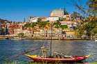 Rabelo boats on the Douro River, Porto, Portugal. Art Print